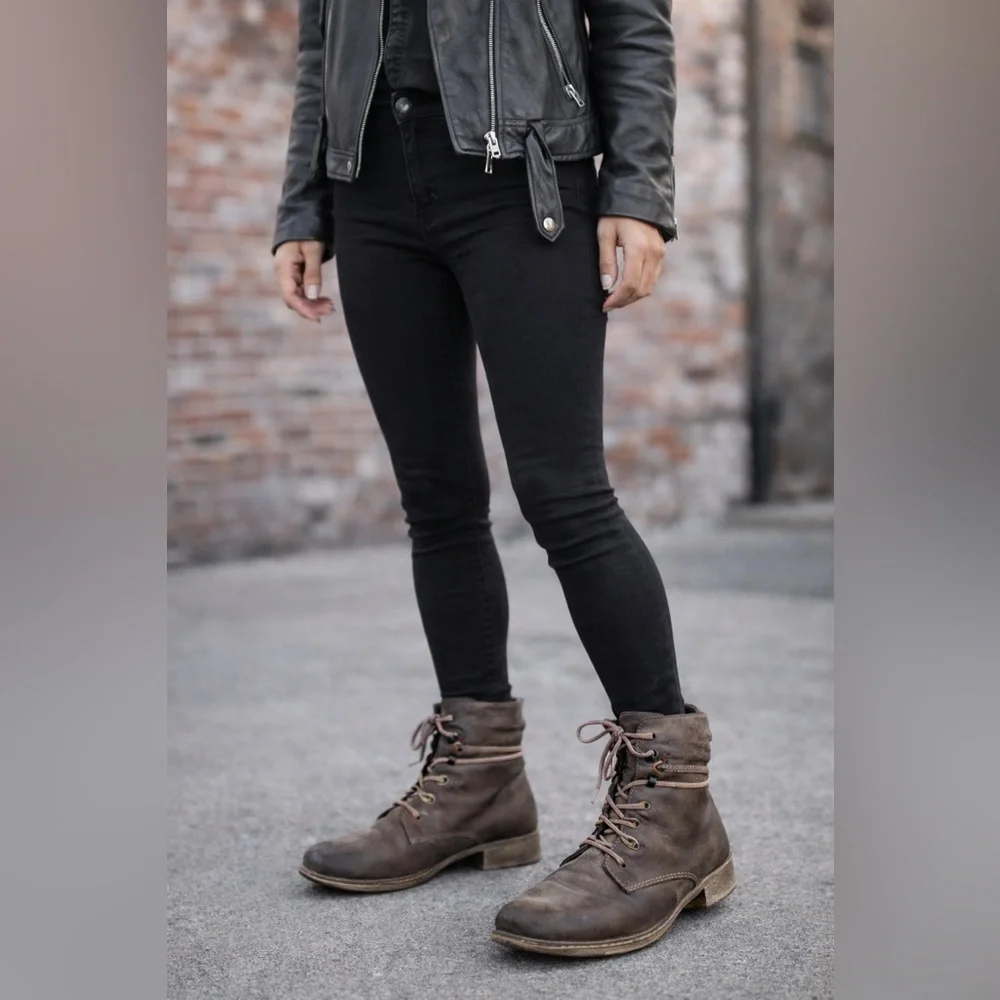 Rieker Gray/brown lace up boots - Picture 1 of 6